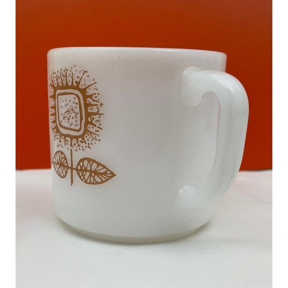 Brown sunflower, Federal glass, milk glass, vintage coffee mug, vintage mug - Picture 3 of 9